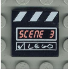 Part 3068bpx5 Black Tile 2 x 2 with Scene 3 and White Stripes Pattern 